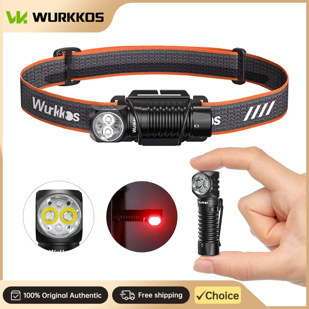 Lampe frontale Wurkkos HD12 mini rechargeable USB-C avec lumière rouge pour pêche discrète nocturne