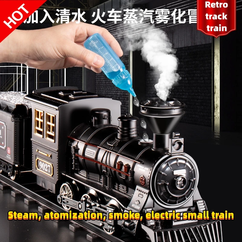 Classical Electric Train Railway with Track Steam Locomotive Sound Light Playset Smoke Christmas for festival Kids gifts Toys