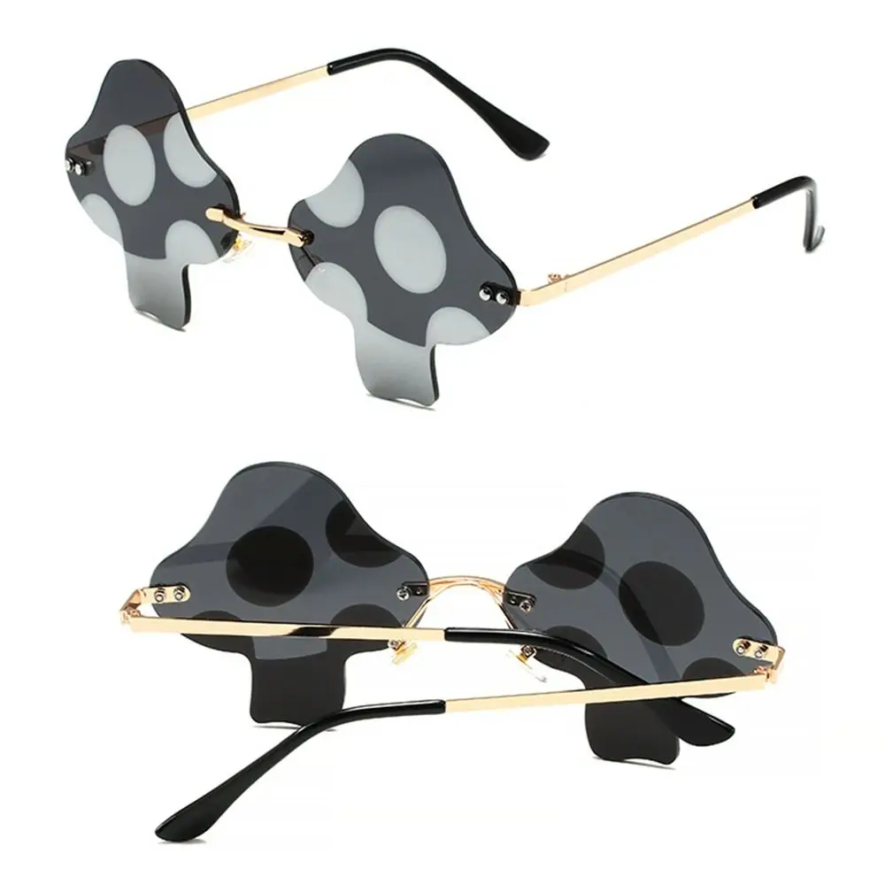 Novel Trendy Irregular Rimless Party Favor Mushroom Shape Eyewear Sun Glasses Sunglasses for Women