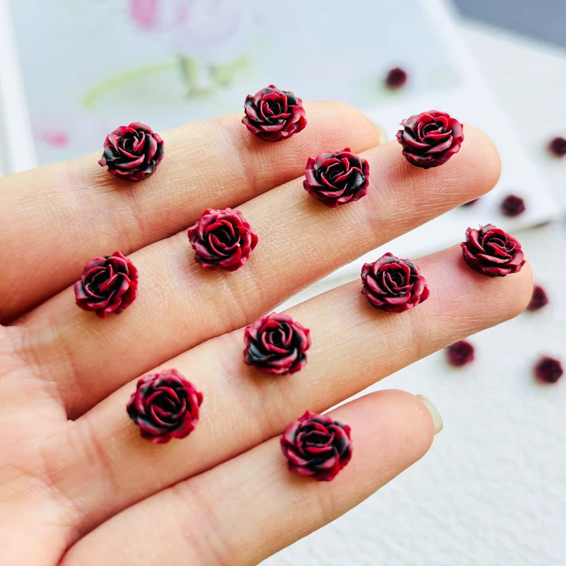 50 Pcs New Kawaii Cartoon Red Rose Flower Resin Flat Back Cartoon Scrapbook Abbellimenti Fai Da Te Bow Decor Accessori Artigianato