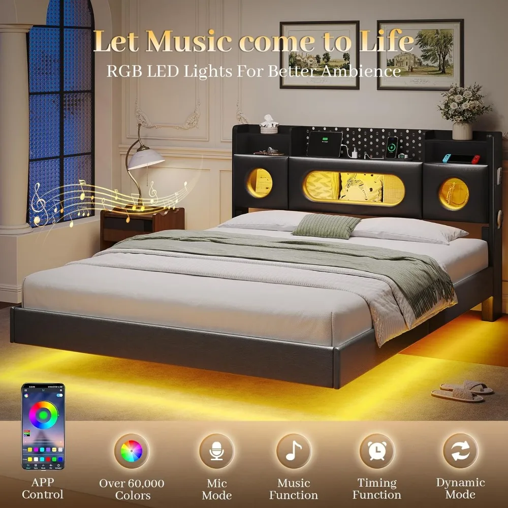 Queen Floating Storage Bed 4