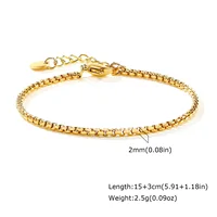 Non Tarnish Stainless Steel Bracelet Gold Plated Stackable for Women, Thin Herringbone Chain Bracelet Waterproof Jewelry Gift