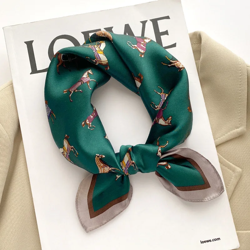 

100% Real Silk Square Scarf Women Luxury Brand Small Neckerchief Female Hair Hand Wrist Foualrd Scarves Bandana