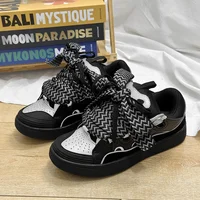 Thick-Soled Dad Shoes Men/women 2025 Summer Autumn Lace Up Clunky Sneaker Casual Skateboard Shoes Mixed Color Sport Shoes