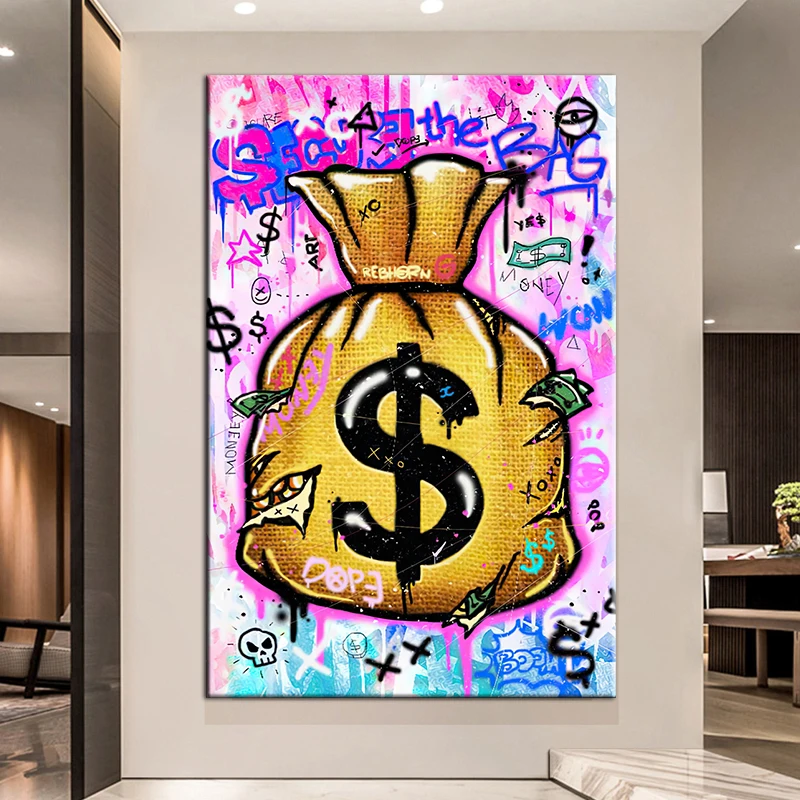 

Graffiti Art Poster and Prints Street Pop Art Money Dollar Canvas Painting Wall Picture Cuadros Modern Bedroom Interior Decor