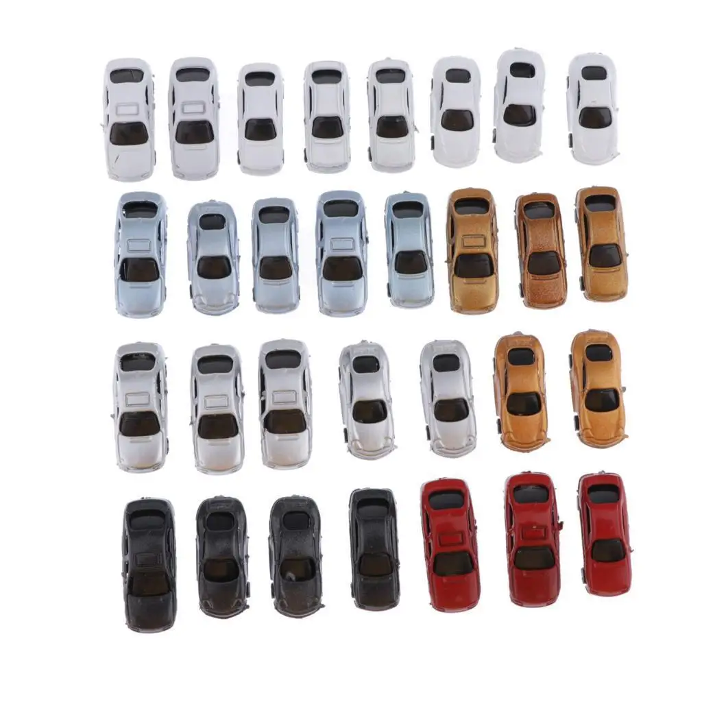 30pcs Painted Model Cars Building Train Miniature Parking Scenery Street Layout