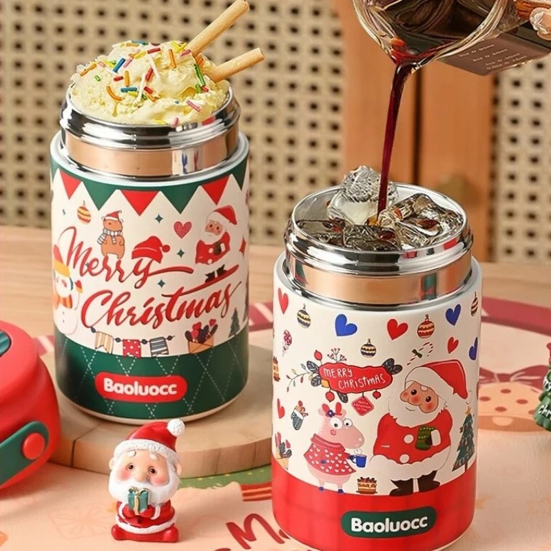 Christmas Gift Insulated Cup Stainless Steel Thermos Bottle Insulation Thermal Cup Tumbler with Straw Xmas Gift for Girl Friend