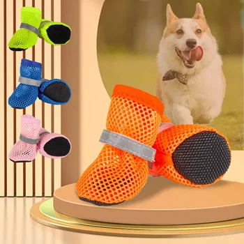 Saf700be7d04e4748b3196300ac40b916n.jpg 4pc, Dog Shoes Non-slip Breathable Wear-resistant Dog Boots Suitable for Small Medium Sized Pets Puppy Protective Footwear.
