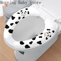 Reuseable Washable WC Toilet Sticky Seat Pad Cartoon Panda Toilet Sticker Toilet Mat Bathroom Warmer Seat Lid Cover Universal 1