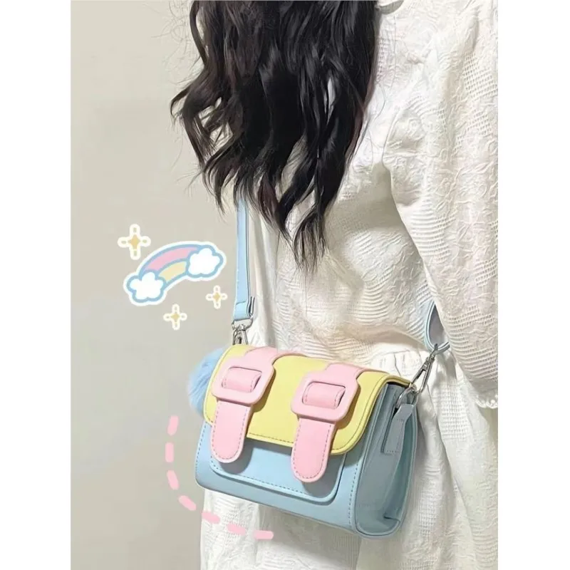 JIAERDI Sweet Cute Square Y2k Messenger Bag Wallet Women Harajuku Kawaii Casual Crossbody Bags Lady Retro Purse Bolsas De Mujer