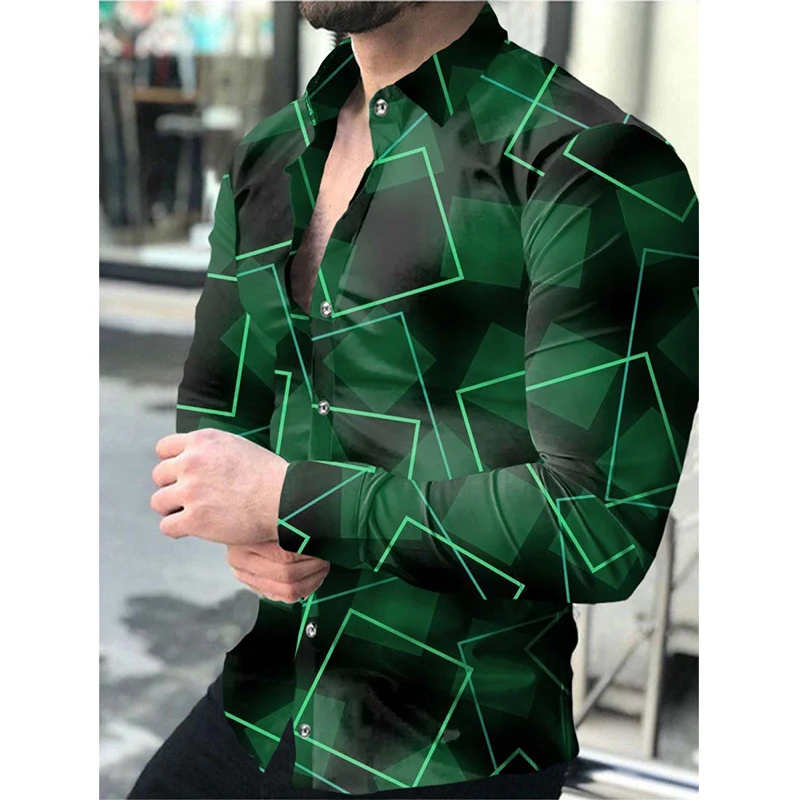 Hawaiian Shirt Men Fashion Casual Single Breasted Shirt High Quality Print Long Sleeve Shirt Male Luxury Shirts For Men