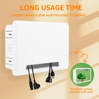 Kit di gestione dei cavi per TV da incasso con presa TV da 9 pollici e custodia di rete per Roku, Apple TV, Fire TV Stick, Samsung