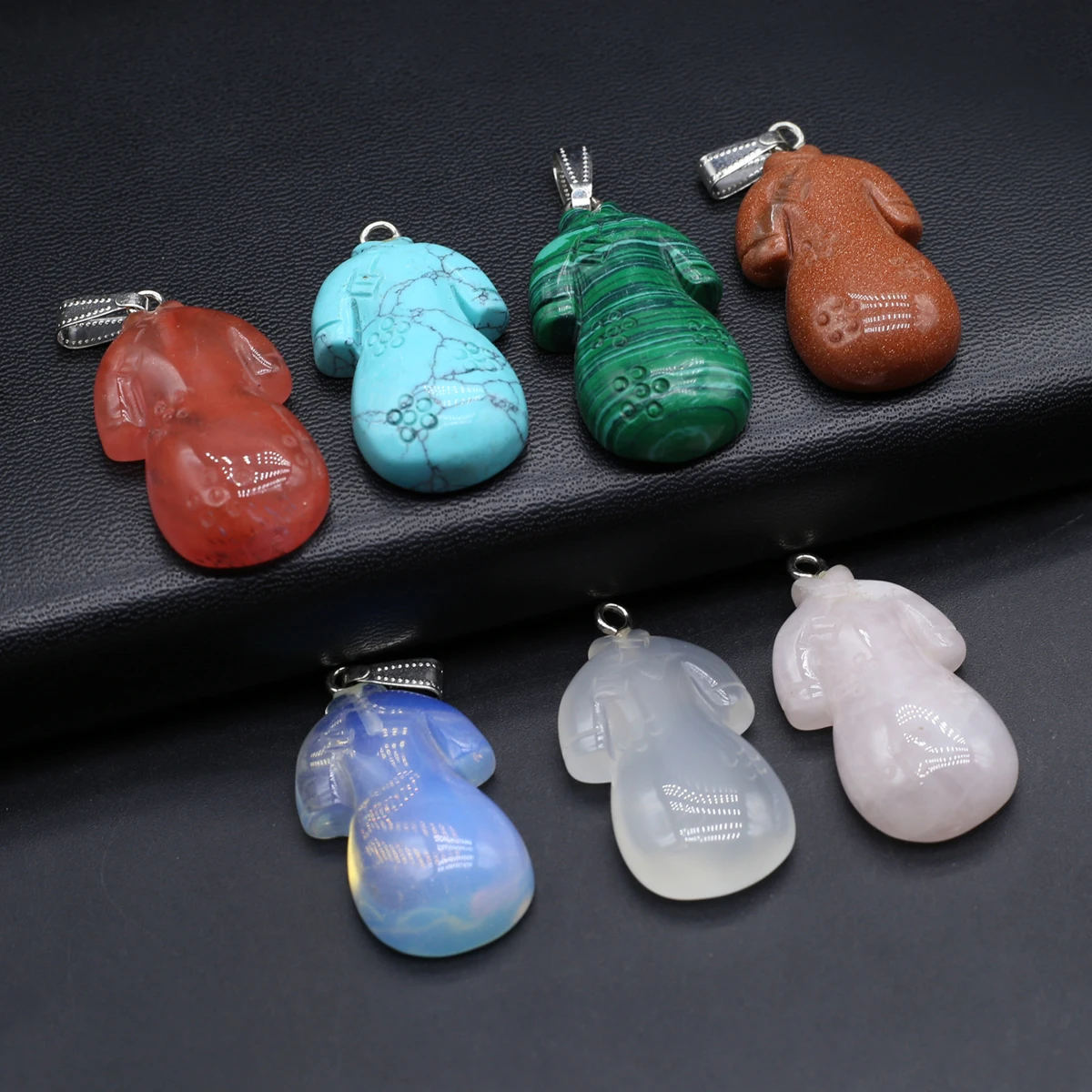 5PCS Wholesale Natural Semiprecious Stone Random Color Qipao Pendant Jewelry Making DIY Necklace Earrings Accessories Gift