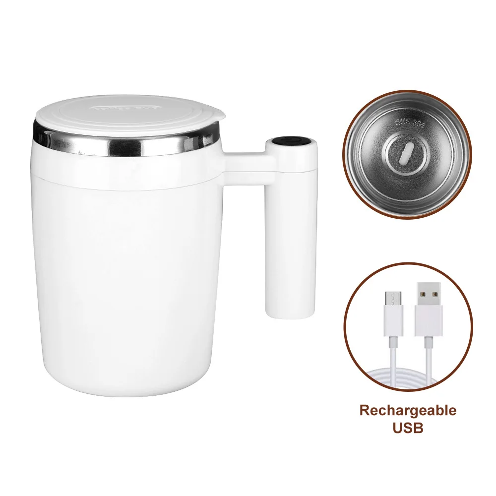 Taza Autoagitadora SEAFRONT 380 Ml - Acero Inoxidable 304, Agitación Magnética Automática | Para Café, Batidos Y Proteínas