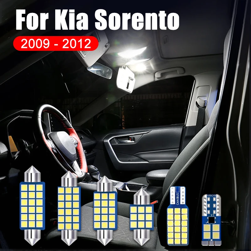 

For Kia Sorento 2009 2010 2011 2012 6PCS 12V Car LED Interior Reading Lights Sun Visor Vanity Mirror Lamp Trunk Bulb Accessories