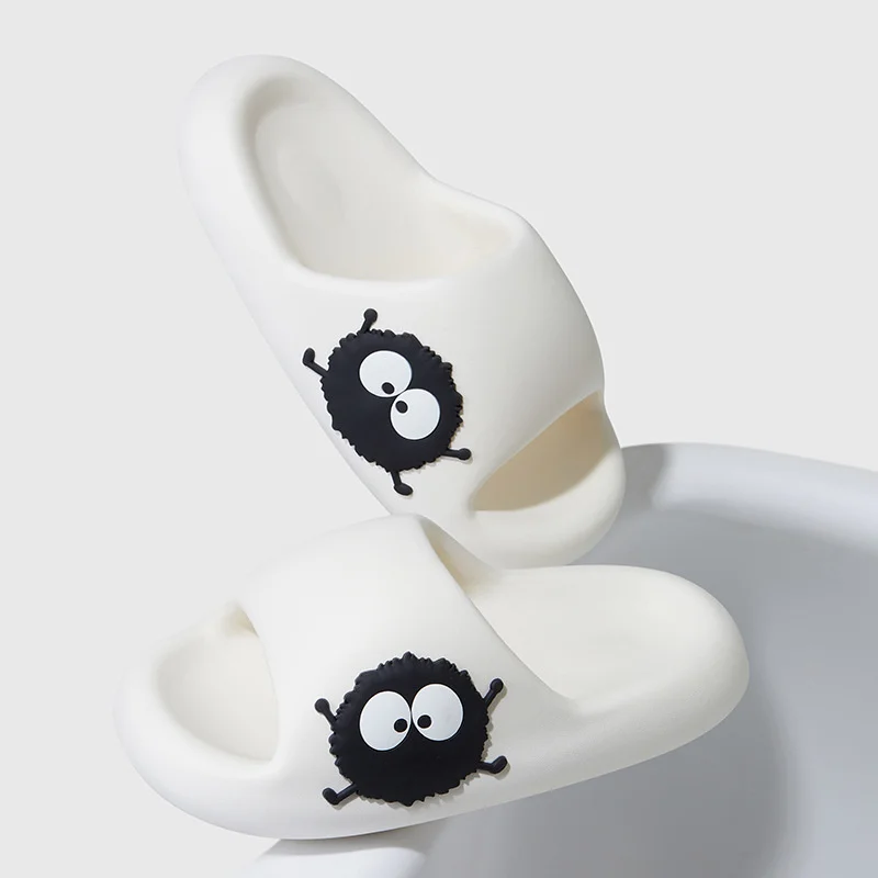Cartoon Coal Ball EVA Thick Sole Slippers Women Man Lovely Indoor And Outdoor Slippers 2023 Summer Women's Casual Flip Flops