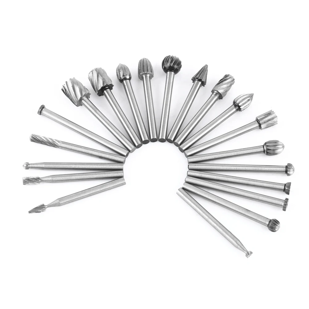 

20pcs High Speed Steel Burrs Rotary Files Woodworking Carving Tool Set 1/8inch Shank
