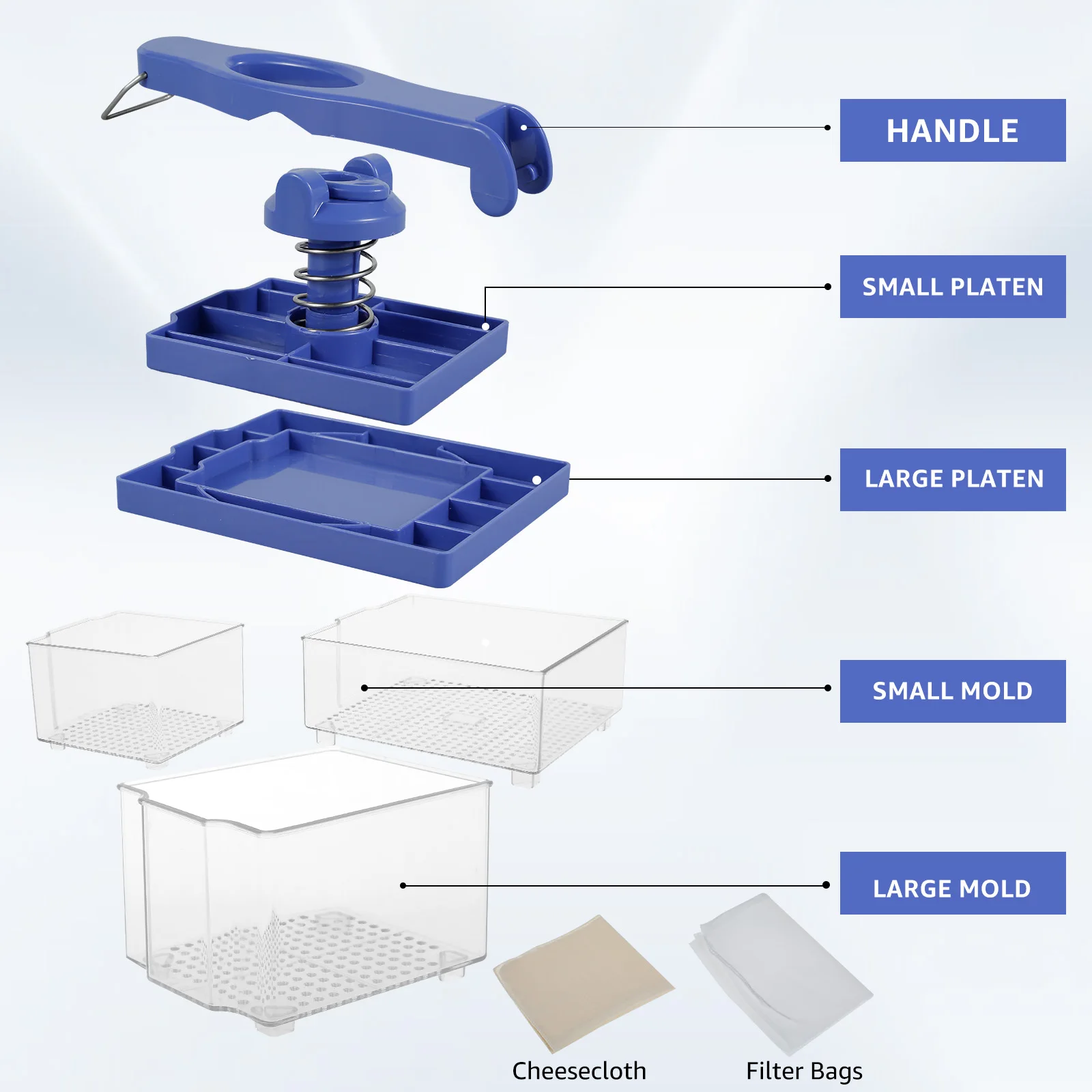 Tofu Press Kit Efficient Tofu Maker 2 Pressure Levels Maker Machine BPA Free Press with 2 Sizes Mold Dishwasher Safe