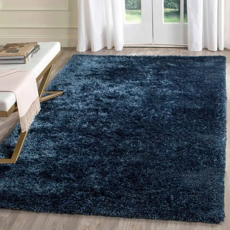 

Deasun Solid Polyester Shag Area Rug, Navy, 5' x 8' Rug Tapetes Thundercats Rugs living room Carpet runner rug hallway long Cat