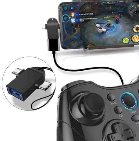 2-in-1 OTG 어댑터 USB-A 3.0 마스터-마이크로 USB-C 및 유형 C 수 커넥터 변환기(MacBook 휴대폰 데이터 전송용)