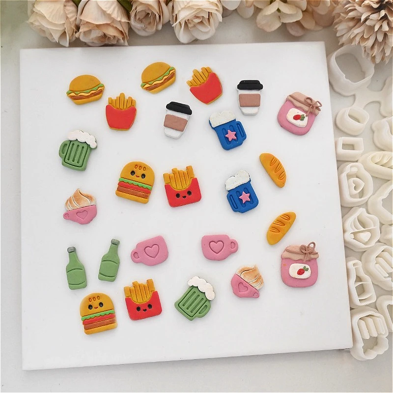 Cute Fries/burger/cup Styling Polymer Clay Mold DIY Earring Brooch Jewelry Styling Polymer Clay Cutter Pottery Tools