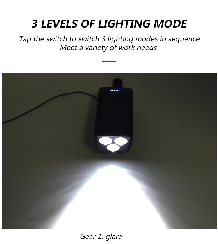 Vélo phare solaire corne lumière nuit équitation USB phare de charge vélo  éblouissement lampe de poche