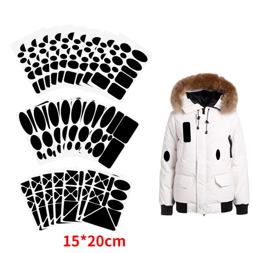 

15x20cm Self Adhesive Black Patches For Down Jackets Pants T-shirt Clothes Repair Washable Patch Raincoat Umbrel Cloth Stickers