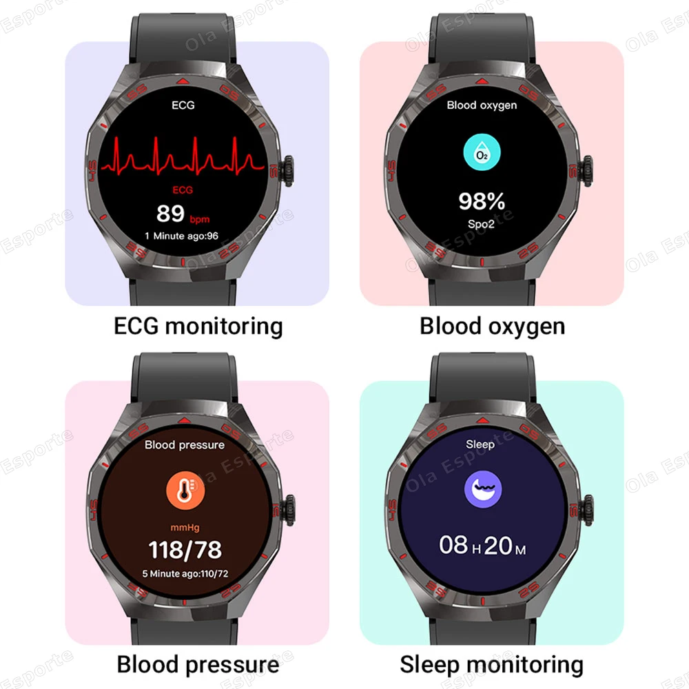New Smartwatch 1.46" AMOLED Screen GPS Track Smart Watch Waterproof Bluetooth Call Health Monitor Sports Men Women Holiday Gifts