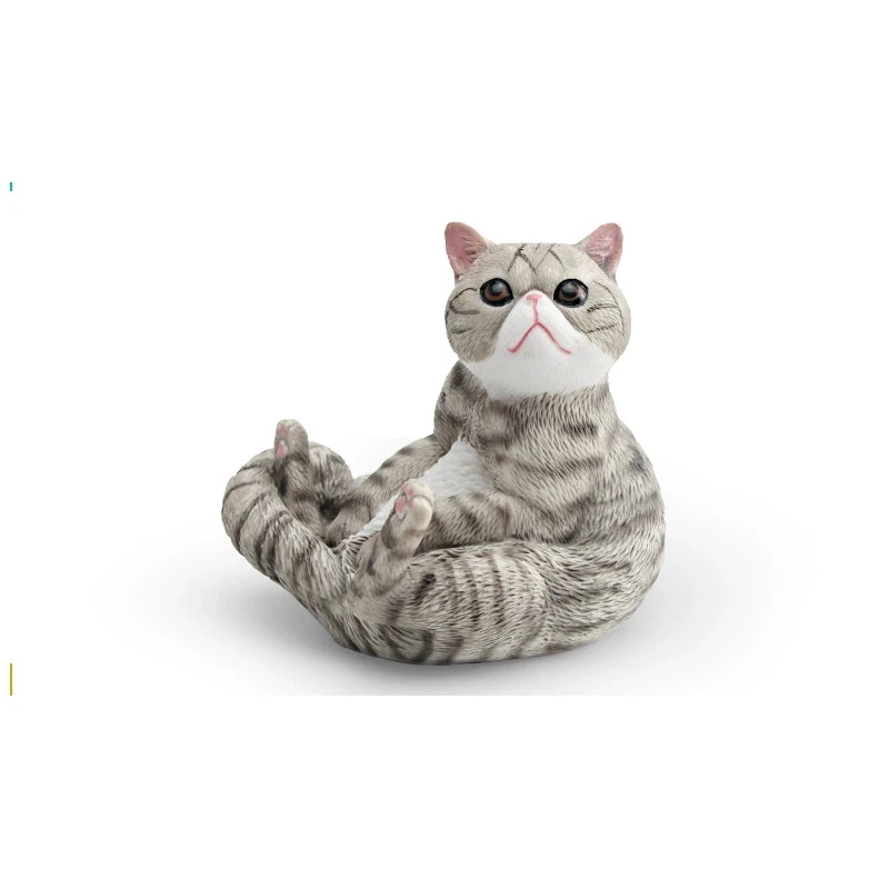 Entzückende orangefarbene Tabby-Katzenfigur, lebensechte sitzende Auswahl, kleine Heim- und Bürodekoration, Neuheit, Haustier-Kätzchen-Ornament – Detail 9