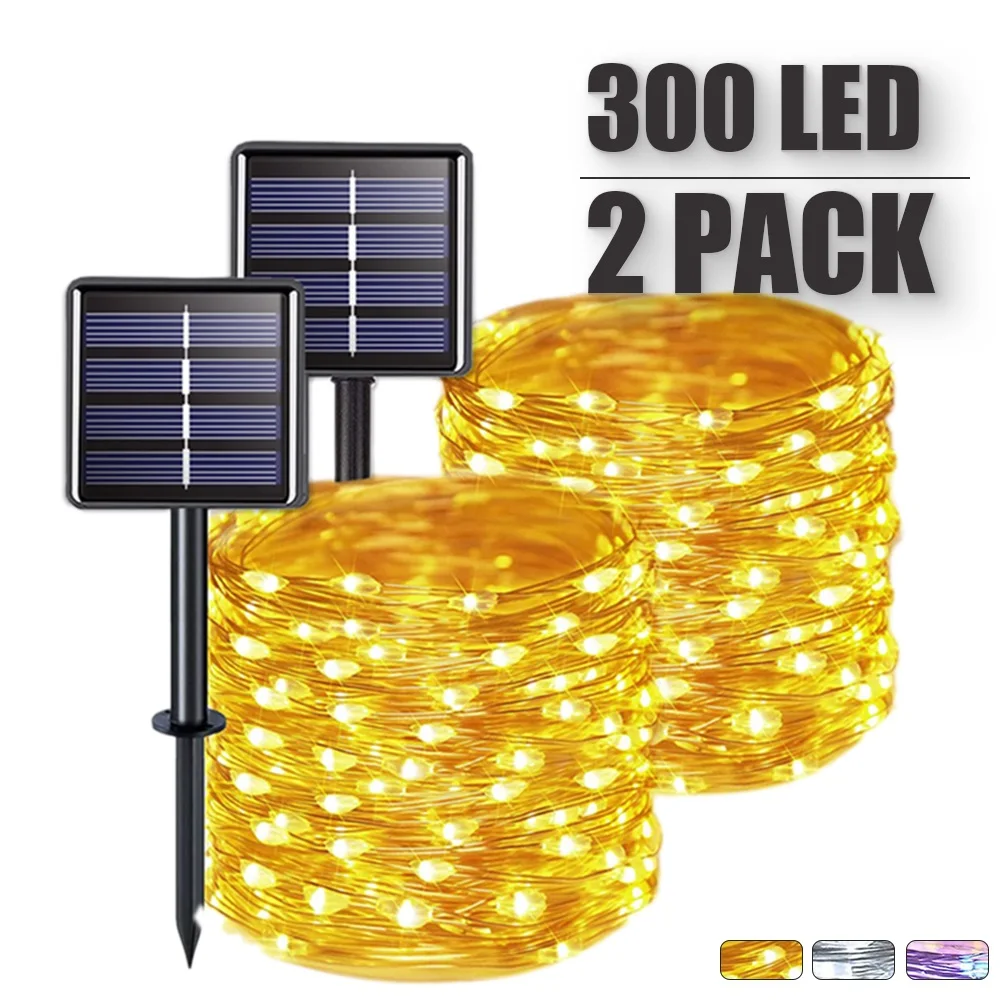 

42m/32m/22m/12m Solar LED Light Outdoor Festoon Lamp Garden Fairy Light String 2PC Waterproof Christmas Garland Yard Decoration