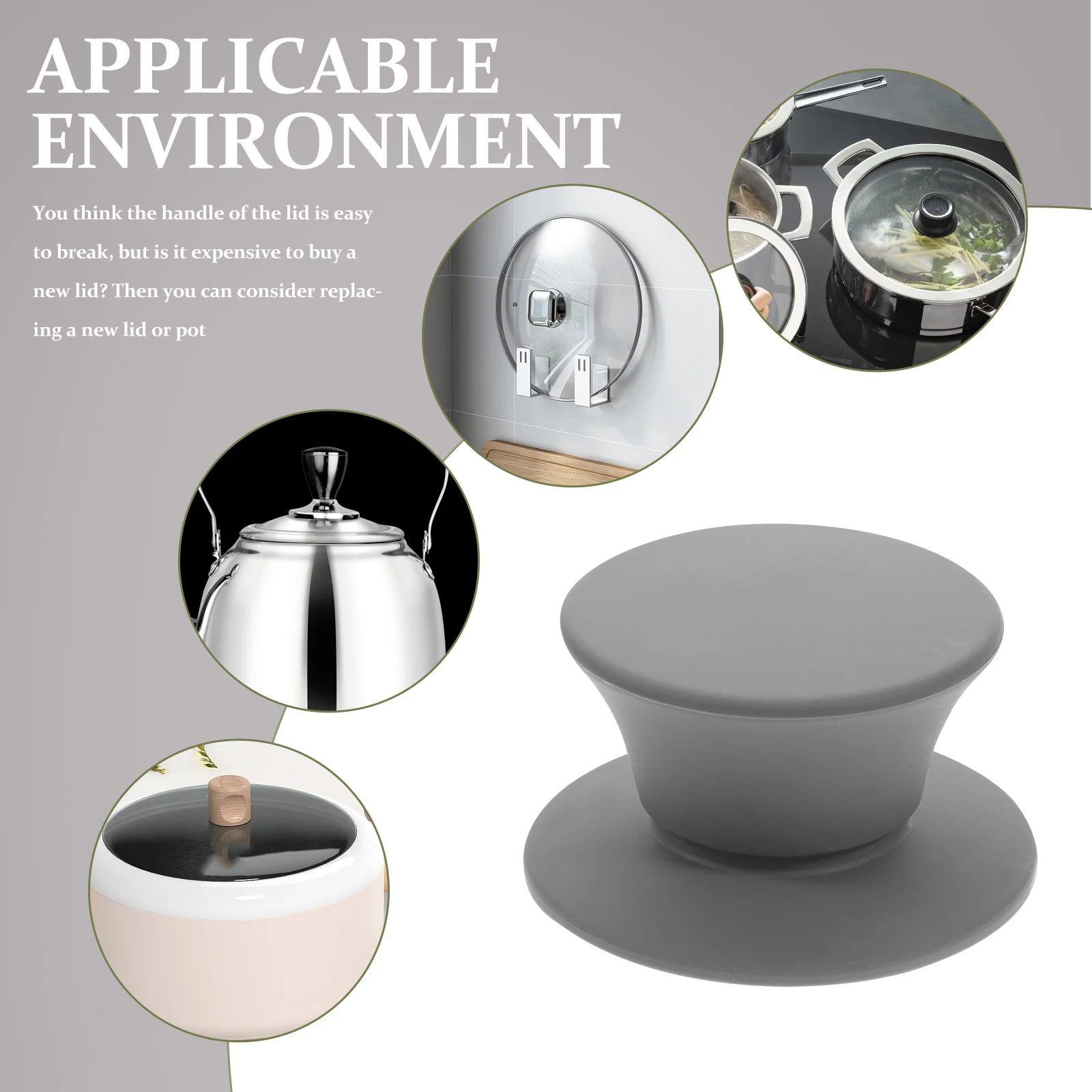 5 Pcs Silicone Pot Lid Top Bead Firm Handle Universal Glass Cover Knob with Screw