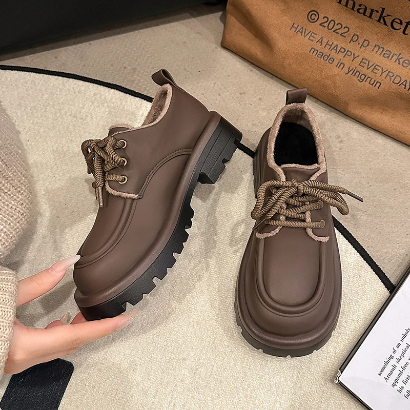 

Solid Color Females Women Winter Cotton Shoes Plush Warm Snow Boots Ladies Casual Flat Short Boots 2023