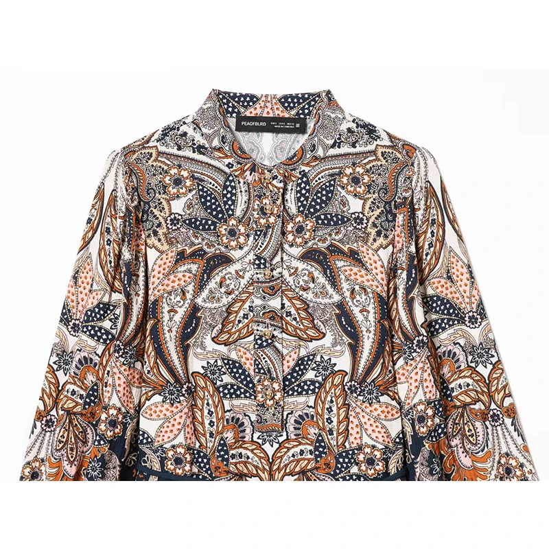 2025 New Fashion Printed Elegant Short Dresses for Women Long Sleeve Tied Mini Dress Woman Vintage Chic Casual Dress