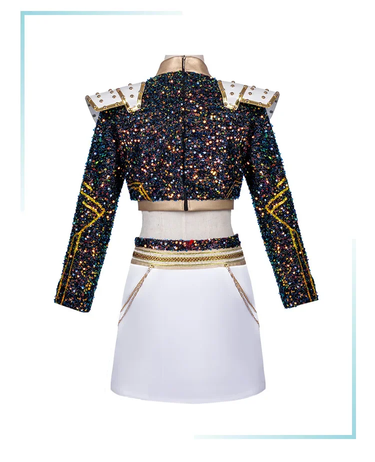 close-up of gold accents on cosplay costume