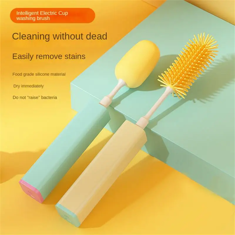 

Bottle Cleaning Brush Convenient Food Grade Soft Rubber Material Labor Saving Easy Decontamination Removable Brush Head Electric