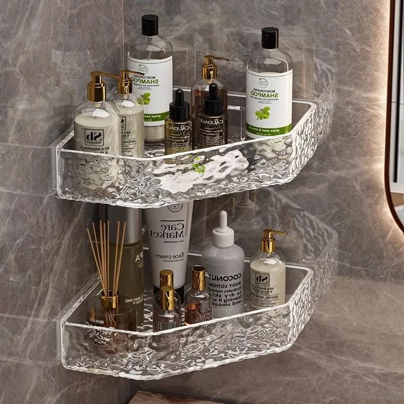 Mensola angolare per montaggio a parete, design ghiacciaio angolare, mensola da bagno, organizer per shampoo, sapone, doccia, caddy, accessori per il bagno - immagine 4