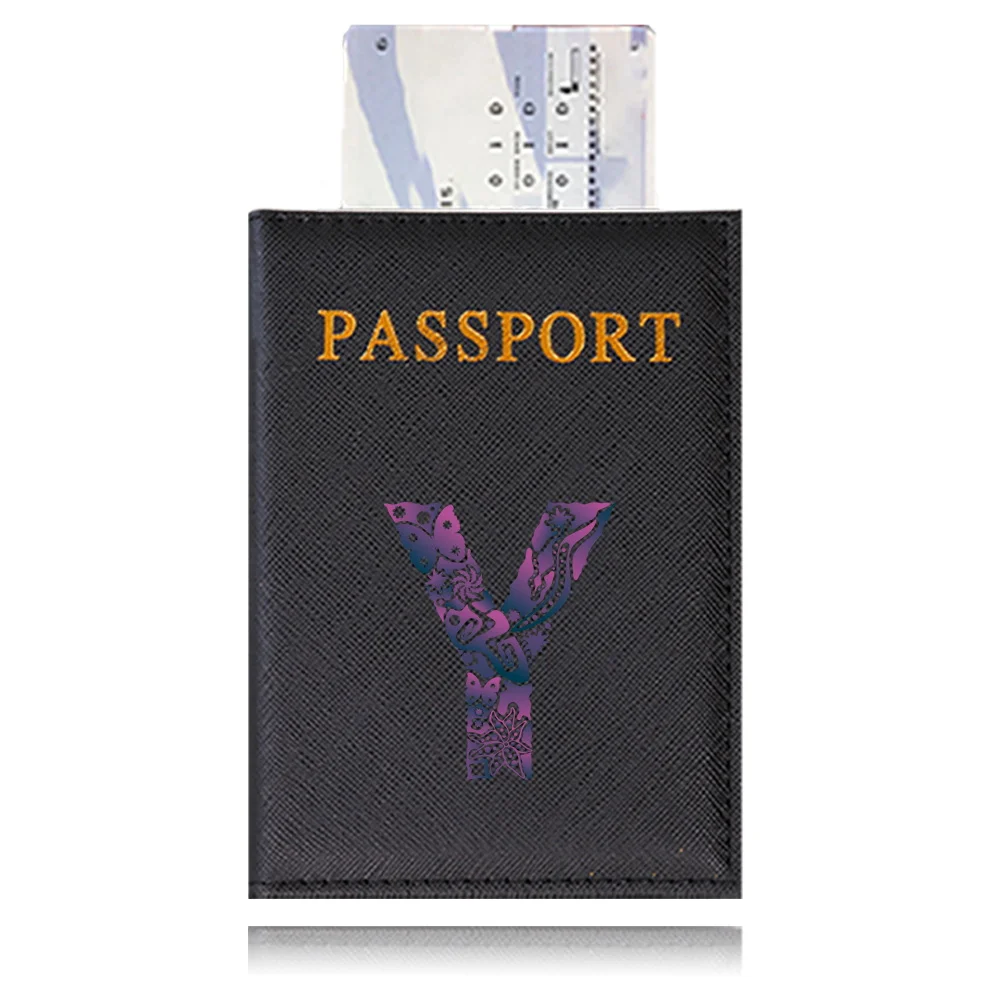 Waterproof Black Leather Passport Holder with Customizable Engraving