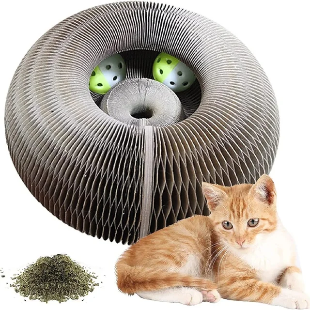 Kitten Curl Toy Foldable Magic Organ Cat Scratching Board Durable Recyclable Cardboard Cat Scratcher Cat Bed Interactive Scratch 5