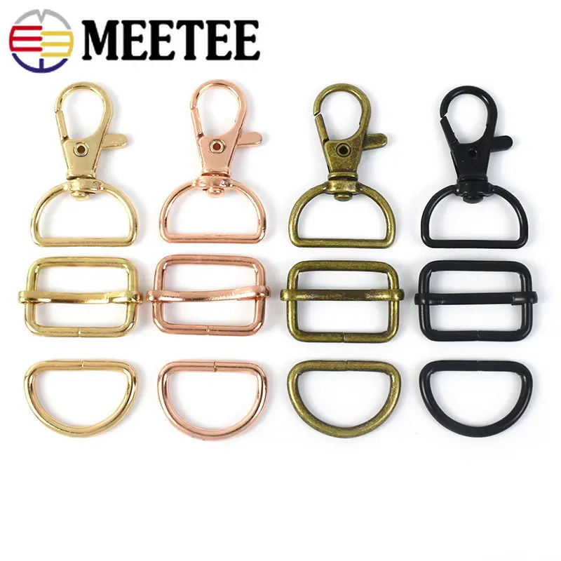 1Set(60Pcs) Leather Bag Strap Connector Buckle 20mm Metal D Ring Lobster  Swivel Clasps Webbing Adjuster Keychain Repair Hardware - AliExpress