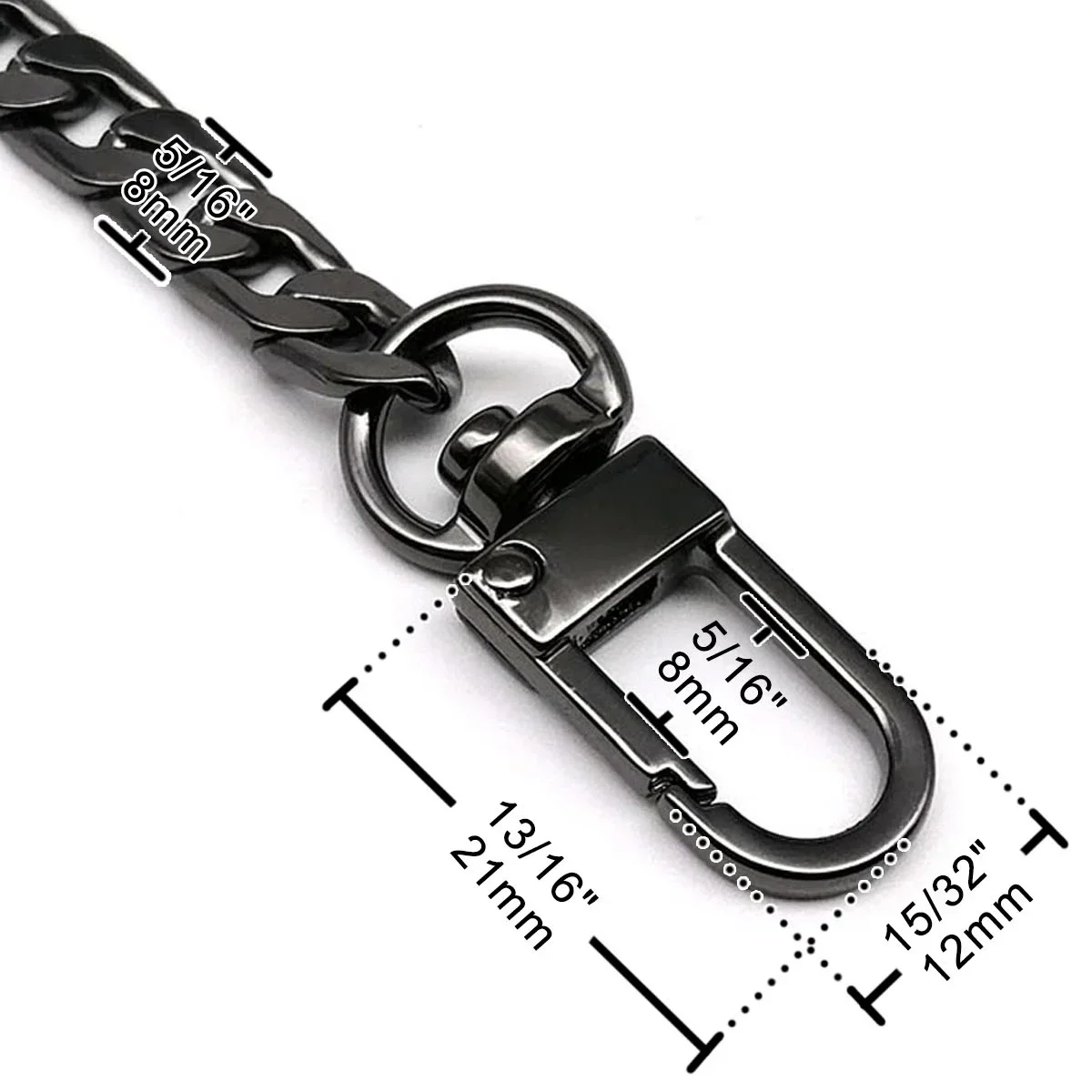 Bag Straps Flat Purse Chain Strap Crossbody Bag Replacement Strap with Metal Buckles for Wallet Purse Bags Replacement