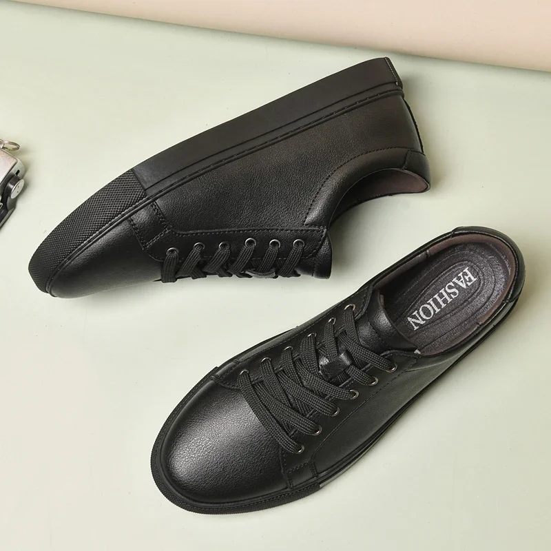Genuine Leather Mens Casual Sneakers New Fashion Lace-up Shoes Comfort Sports Outdoor Footwear Leisure Walk Man Vulcanized Shoes 5