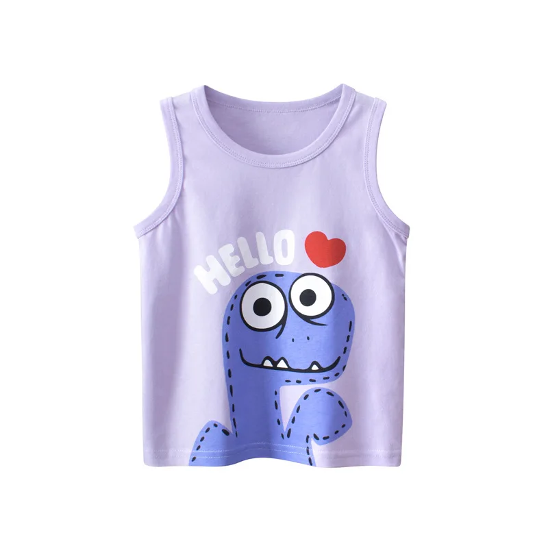 Summe Children Vests for Girls Clothing 100% Cotton Dinosaur Cartoon Kids Boys Sport Causal Tank Tops Baby Cute Clothes kids tops,sport tank tops