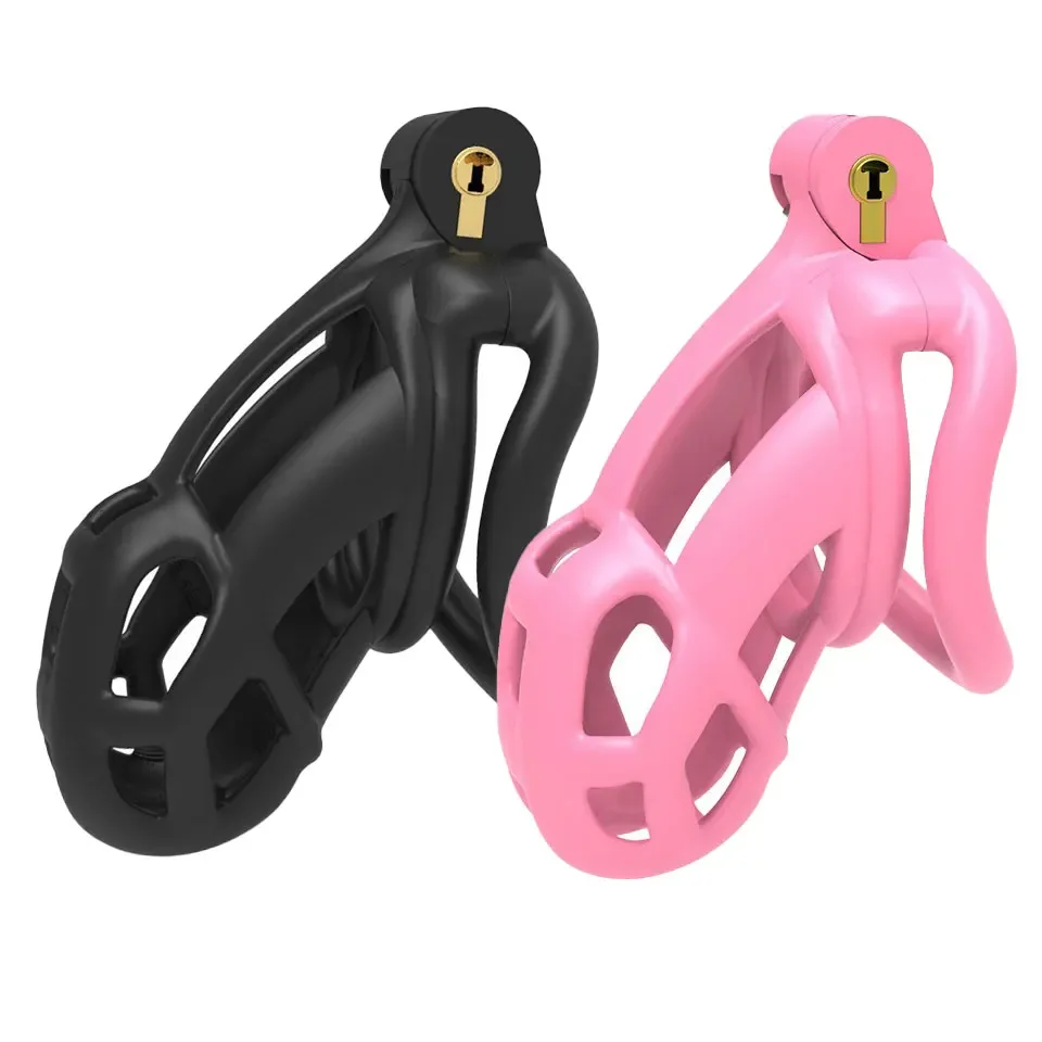 Male Penis Lock Chastity Cage 4 Rings Resin Virginity Breathable Cock Ring Fetish Restrain penis chastity cage chastity lock sex toy penis cock ring