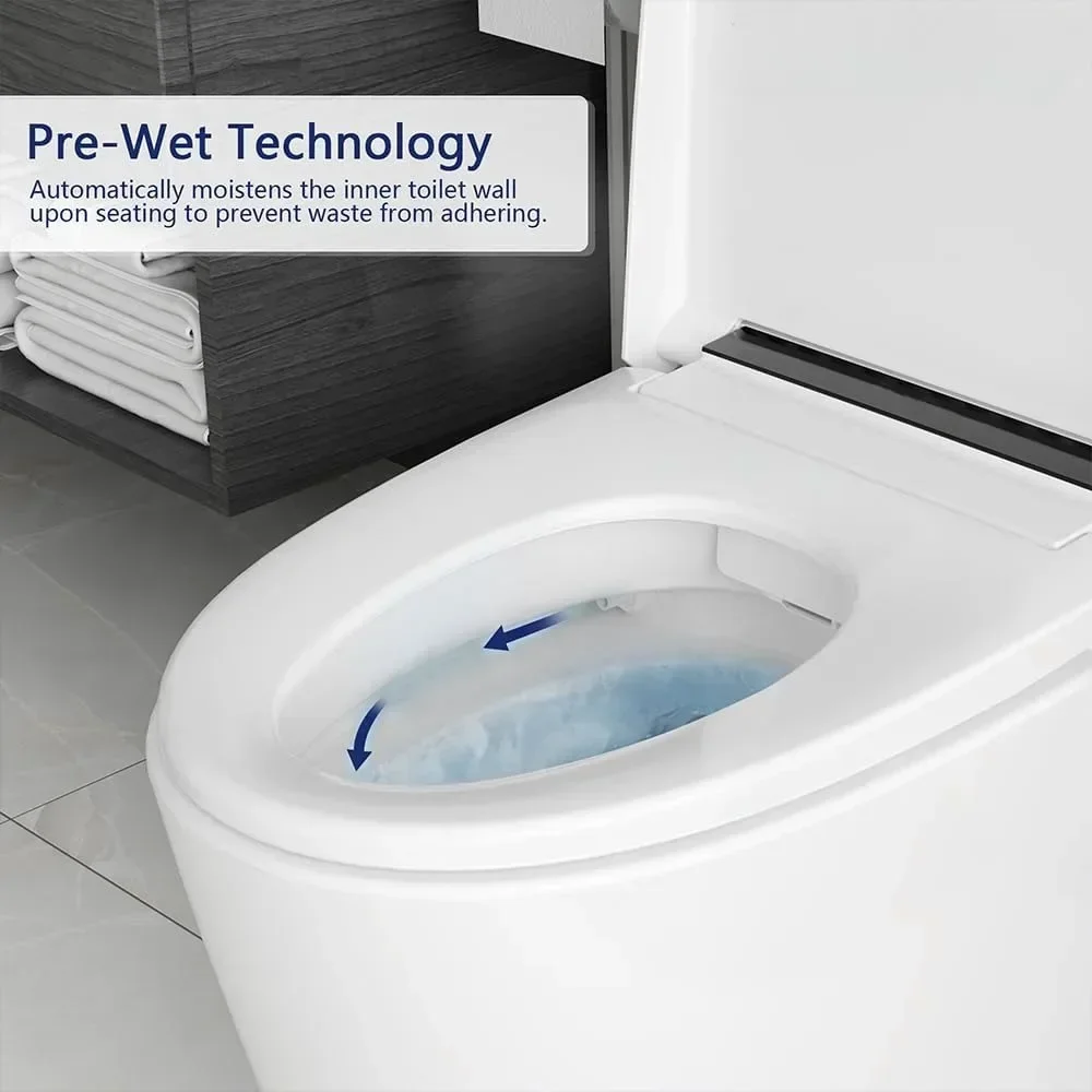 Smart Toilet with 1.28GPF Auto Flush Heated Seat，Toilet with Foot Kick Operation Night Light，One Piece Tankless Toilet 5