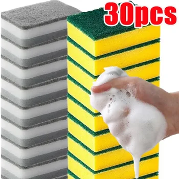 30/5pcs Magic Cleaning Sponges Double-sided Reusable Kitchen Sponge Wipes Pan Pot Dishwashing Scouring Pads Brush Clean Tools 1
