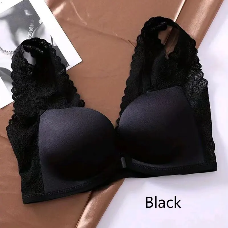 Women Lingerie Bra Front Button Camisole Underwear Lace Shoulder Strap Breathable V Neck Gather Up Soft Comfortabl Casual