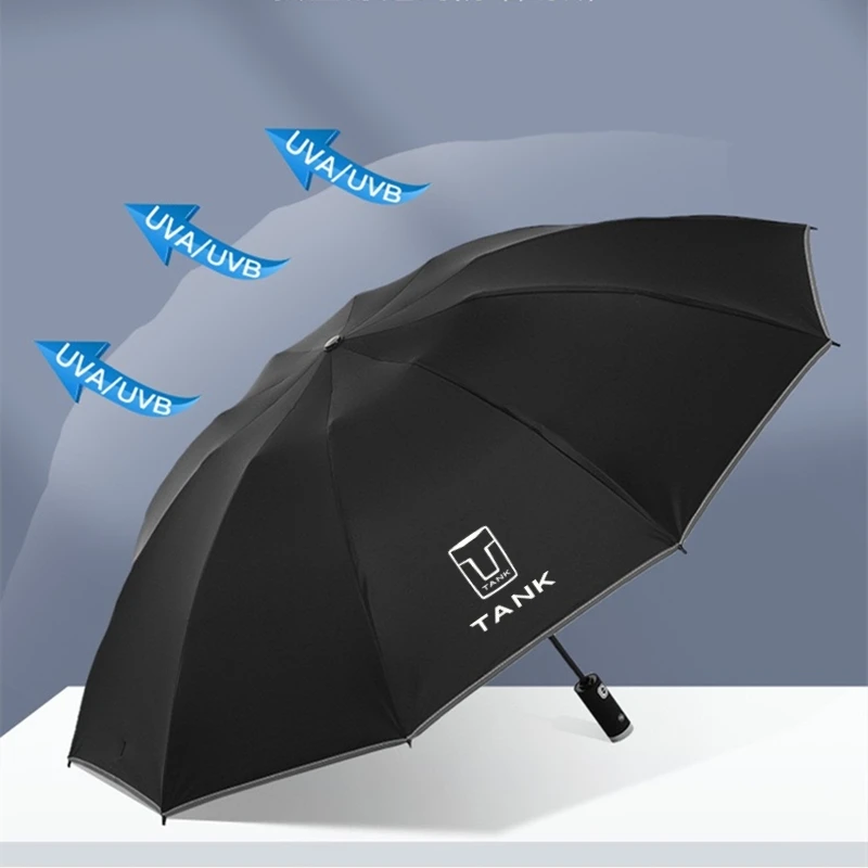 Automatic Reflective Stripe Reverse Led Light 10 Ribs Windproof Umbrellas For Great Wall TANK 300 500 700 800