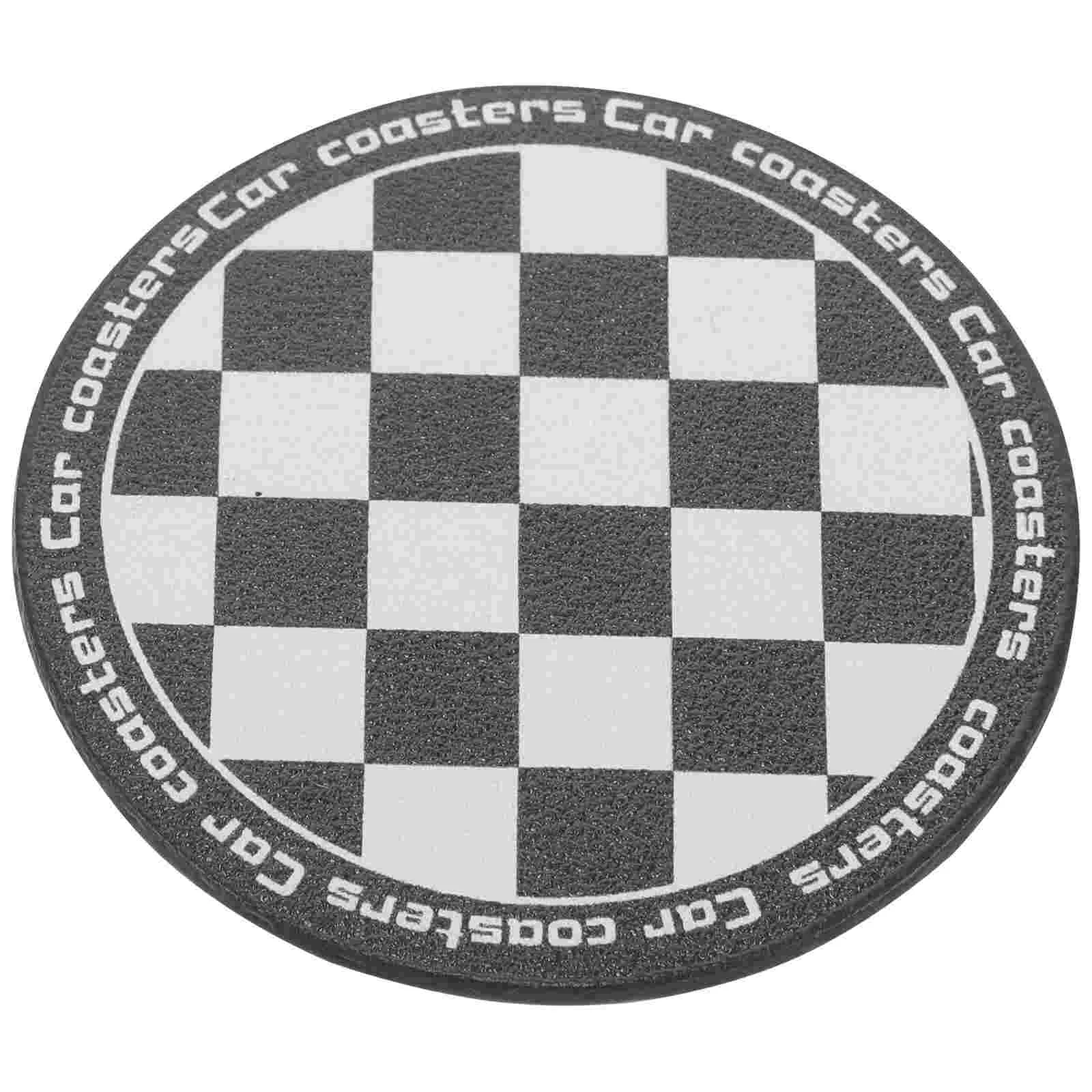 

Round Auto Cup Holder Insert Drink Coaster Car Interior Checkerboard Coaster