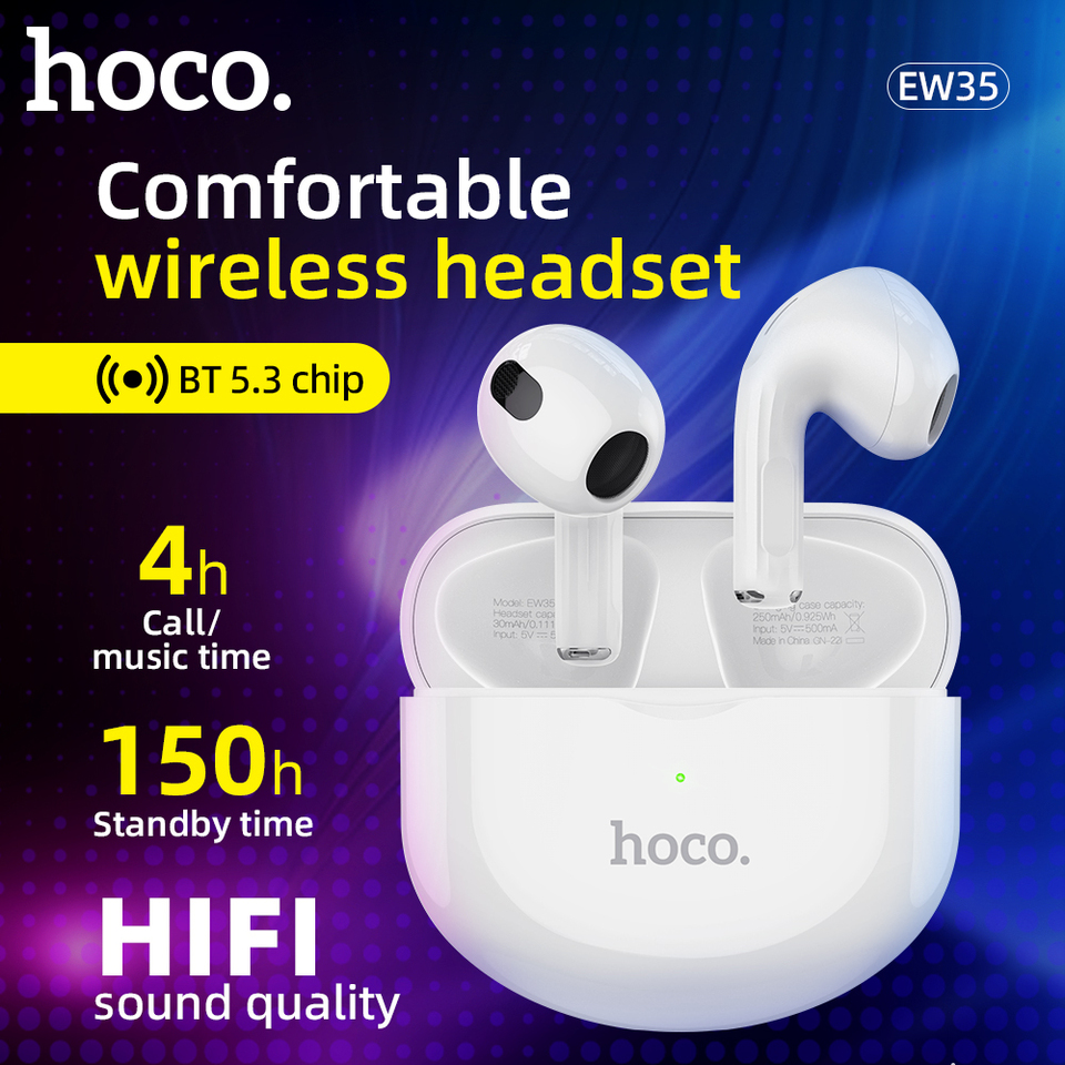 HOCO EW35 TWS Bluetooth Earphone 5.3 Immersive Sound HIFI With Microphone Touch Control For Long Standby Time For iPhone Xiaomi