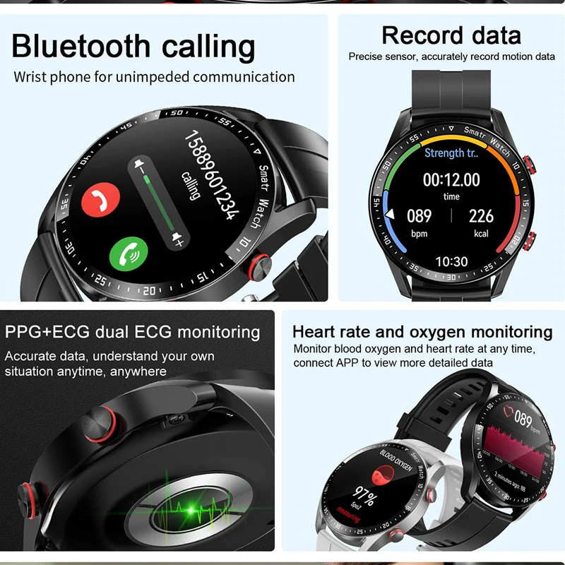 ECG + PPG Ʈ ġ  AMOLED Ͻ ð  ƮϽ ƮĿ 2023 ο IP67  SmartWatch   ȭ + 